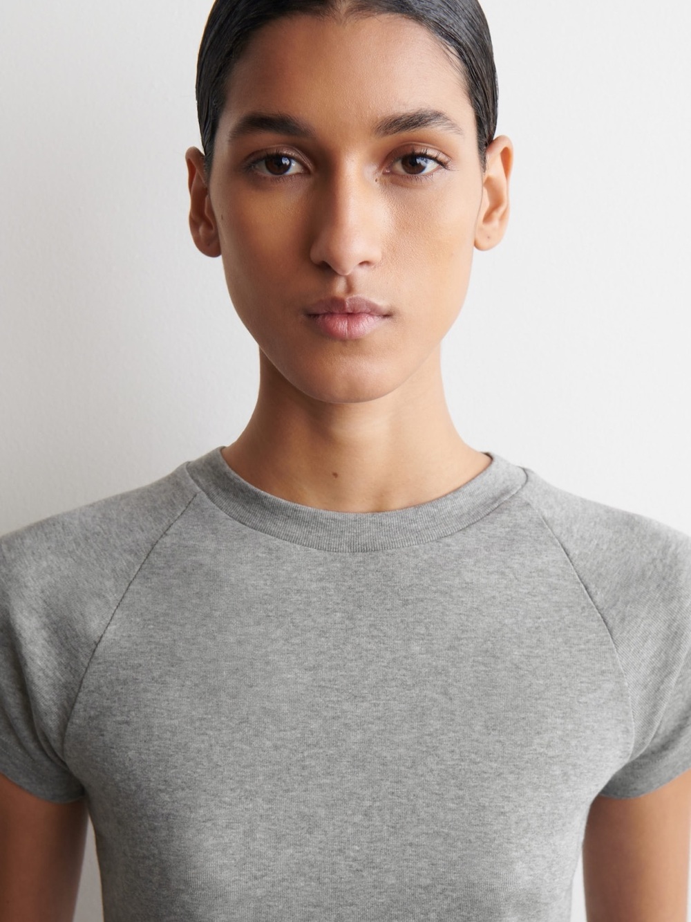 COS Women's Slim Gray Short-Sleeve Crew Tee